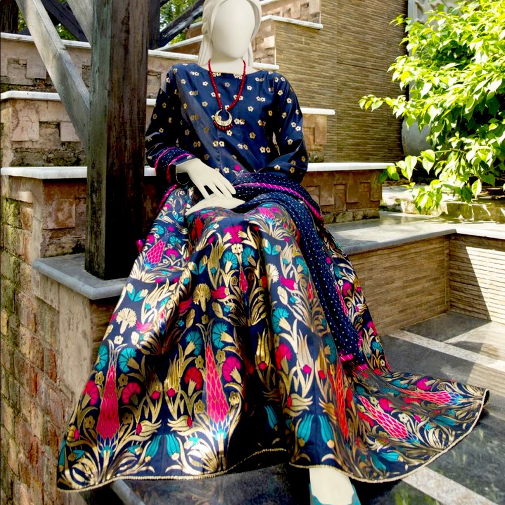 Raw silk maxi dress